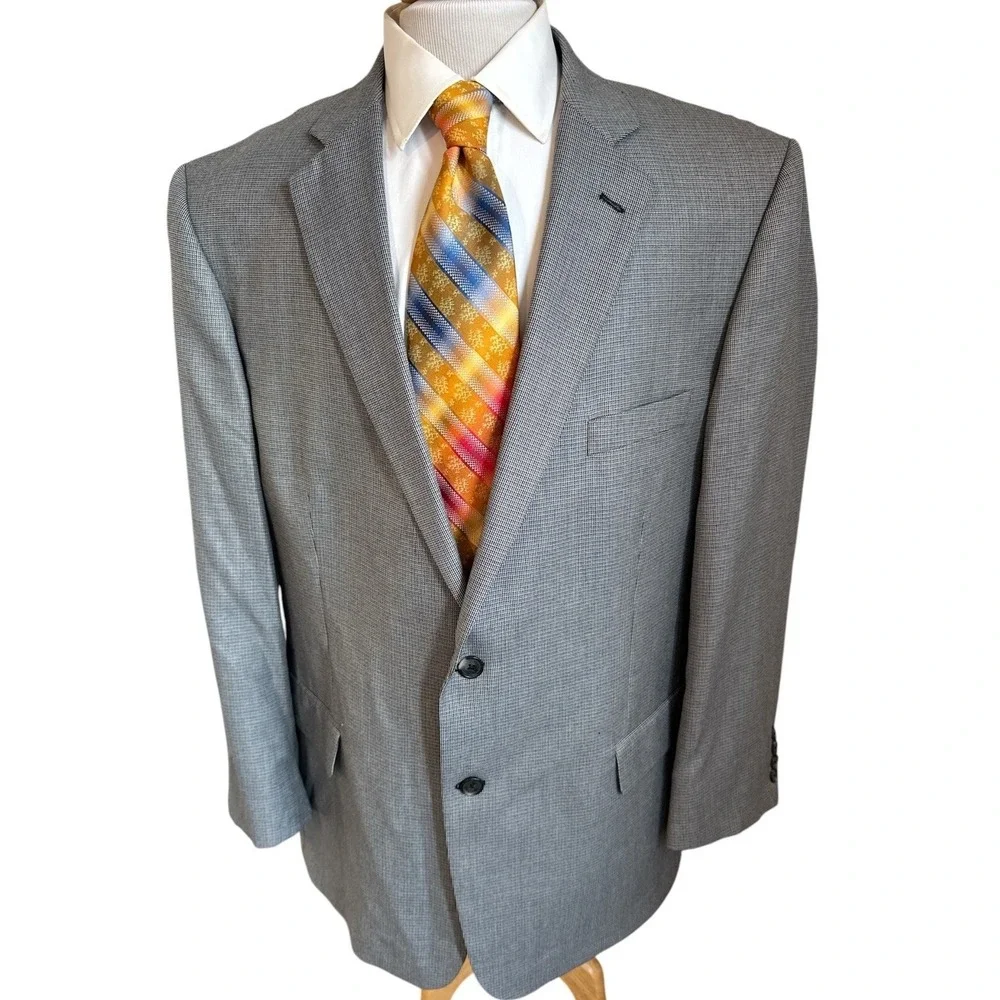 Stafford Blazer Sport Coat Sz 48L Classic Fit Check Gray Jacket Sport Coat